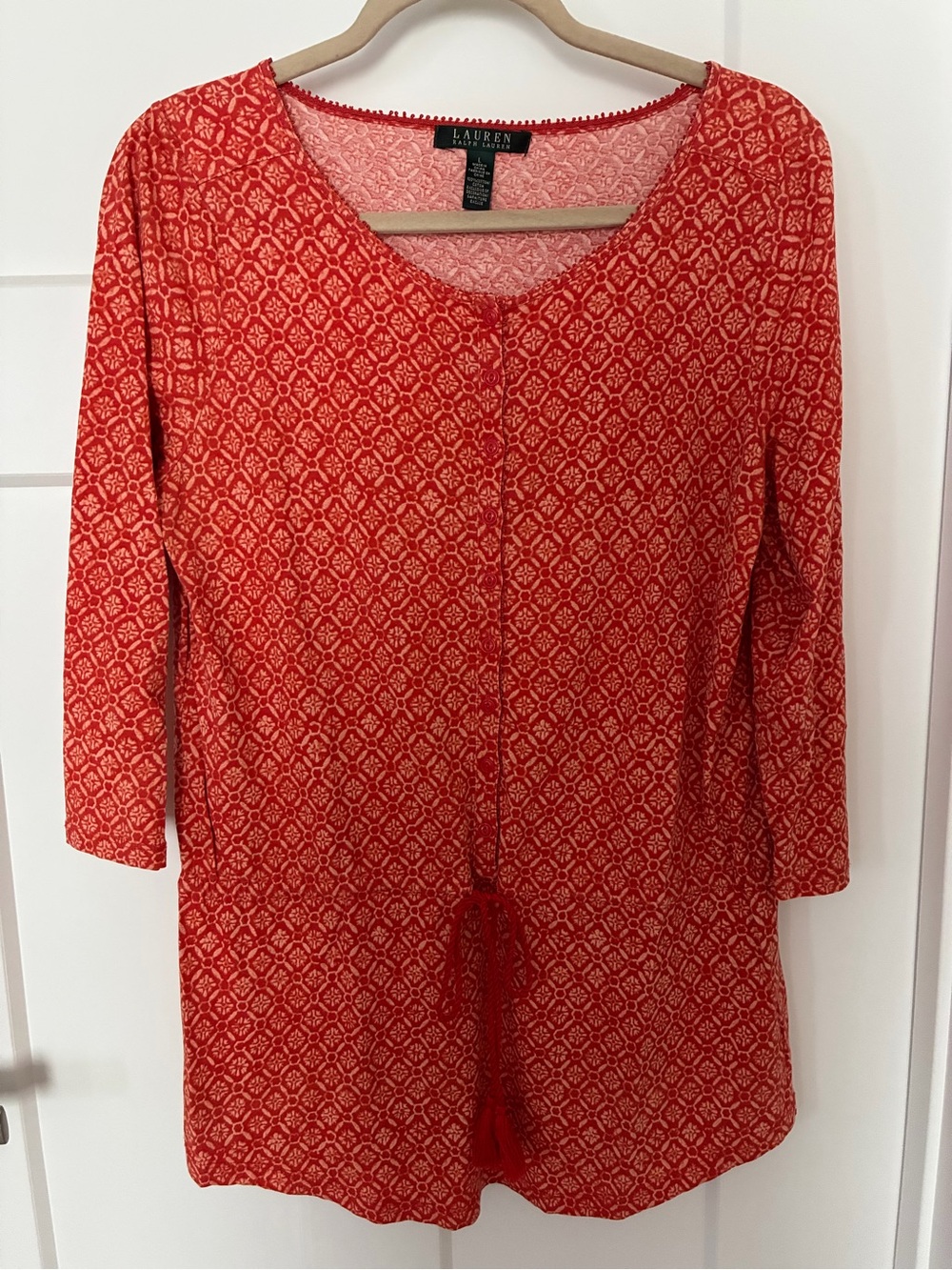 Lauren Ralph Lauren Orange Geometric Tunic Top